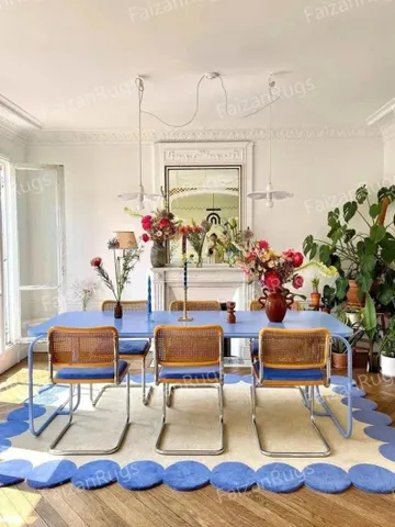 Buy Irregular Curved Shaped Rug Hand-Tufted 100% Wool Handmade Area Rug Carpet for Home, Bedroom, Living Room, Kids Room, Custom Rug Also $249.00