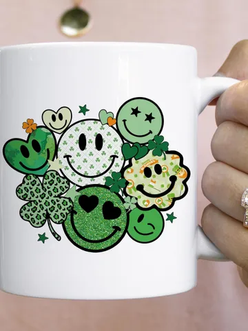 St Patricks Day Smiley Faces PNG Sublimation Design | St Patricks Day Love Smile Clover Hearts Retro Groovy Digital Download Tshirt Design $3.90
