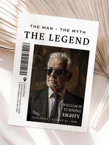 The Man The Myth The Legend 80th Birthday Invitation, EIGHTY, Editable Printable, 80th Party Text Invite, Instant Download, Canva Template $8.00