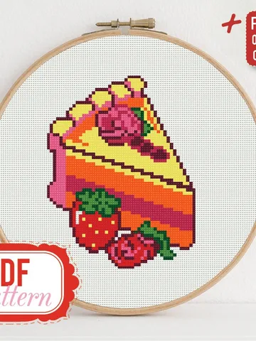 Cross stitch pattern Strawberry Cake Cross stitch pattern Food Sweets dreams Berry PDF Format Instant Download Home decor Modern $4.14