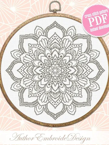 Flower mandala cross stitch pattern PDF download Mandala ornament cross stitch chart, Floral mandala pattern digital PDF, Home decor #M231 $4.60