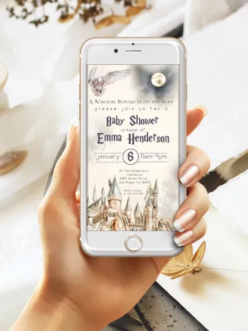 Wizard Baby Shower Digital Invite; Magic School Baby Schower mobile Invite template; Magical Digital Baby Shower Invite; Baby shower canva $11.62