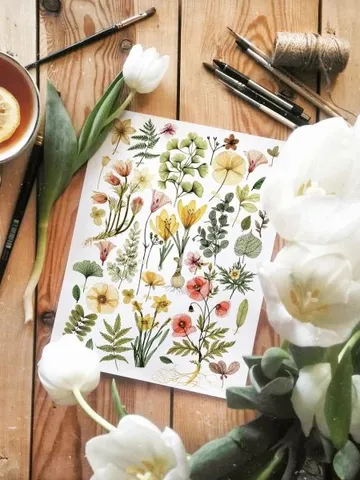 Watercolor print "TRANSPARENT PLANTS", size 21x30cm $26.00