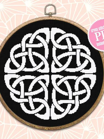 Celtic knot cross stitch pattern download PDF Monochrome cross stitch chart Celtic embroidery PDF Simple mandala digital DIY Home decor #M51 $4.60