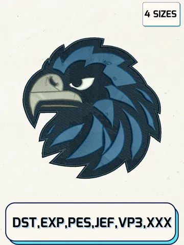 Monmouth Hawks Logos Embroidery Design Files, NCAA Logos Embroidery Designs, Machine Embroidery Files, 4 Sizes