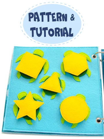 Geometric Turtles, Quiet book page, Pattern and Tutorial, PDF+SVG files $4.00