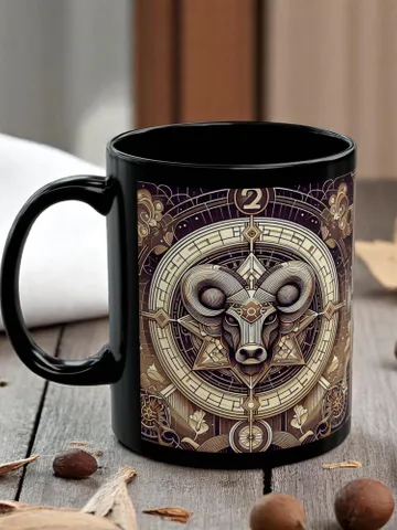 Taurus Ceramic Mug, Zodiac Coffee Cup, Nerdy Collectors Gift, Birthdays, Anniversaries, Valentine's Day, 11oz, 15oz Black Ceramic $15.63