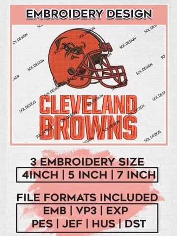 Cleveland Football Embroidery files, Cleveland Browns NFL Logo Embroidery files, NFL Teams, Football, Digital Download | EMB_SPORT_06 $6.99