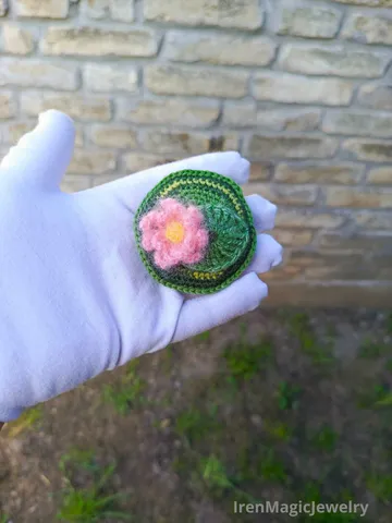 Crocheted Brooch Pink Lotus $45.00