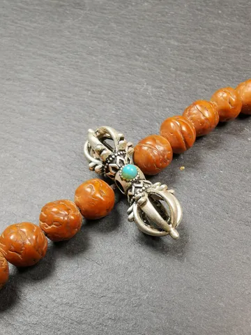 Gandhanra Handmade Tibetan Silver Vajra Amulet for Prayer Bead,Mala Pendant,32mm × 11mm $25.99