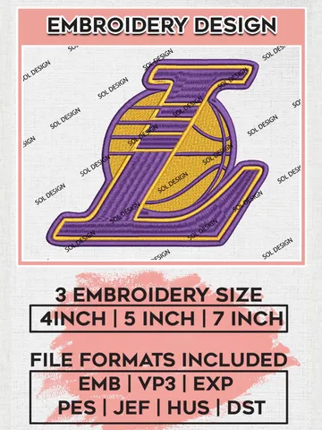 NBA Los Angeles Lakers Machine Embroidery Designs, Los Angeles Lakers Embroidery Design Files, NBA Logo Machine Embroidery, NBA Embroidery Design, Digital Download $6.99