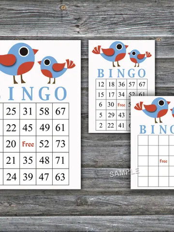 Bird themed bingo cards,Bird bingo game,Bird Printable bingo cards,60 Bingo Cards,INSTANT DOWNLOAD--356 $3.95