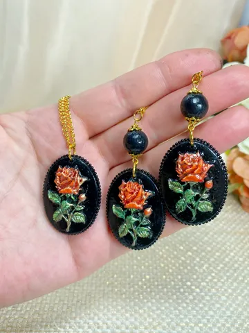 Vintage handmade jewelry set. $45.00