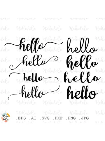Hello Svg, Hello Title, Hello Cricut, Hello Silhouette, Hello Clipart Png, Hello Stencil Template Dxf $4.50