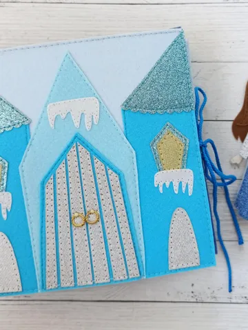 Quiet book Dollhouse pattern, Blue Castle Felt book pattern, Felt doll Pattern with clothes set, Dress up Doll, Busy book pattern for girl $19.48