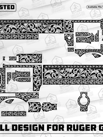 Ruger GP100 6 Inch Scroll Design SVG | Laser Cut/Engrave Files $59.99