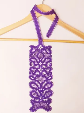 Purple tie pattern. Lace weaving with bobbins. Gift for women. $5.50