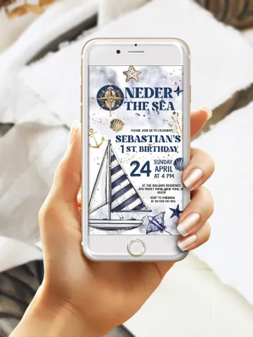 Editable ONEder the Sea First Birthday Invitation; Under the Sea Party; Ocean Party Birthday Template Instant Download; $12.78
