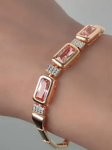 Women's bracelet silver 925, gold jewelry silver with morganite and cubic zirconia $179.00