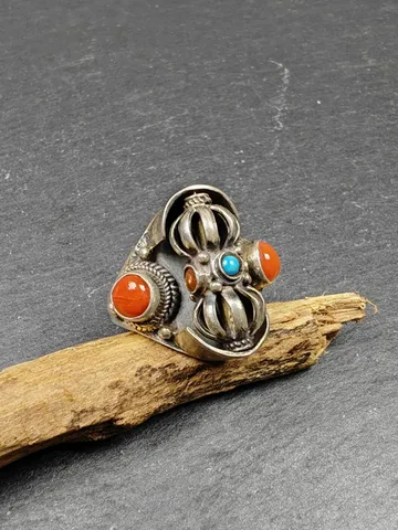 Unique Tibetan Silver Ring | Rotatable Vajra Ring | Adjustable Size | Protection Jewelry