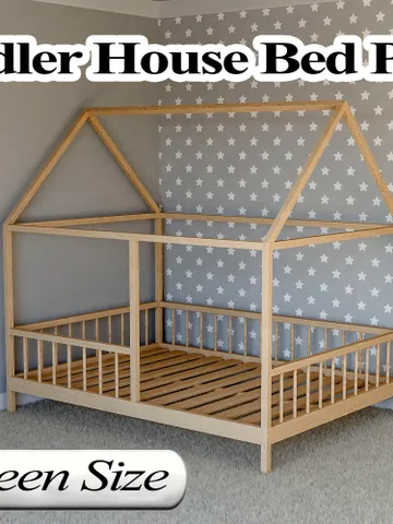 Toddler House Bed Plans, Queen Size, DIY, PDF $14.95