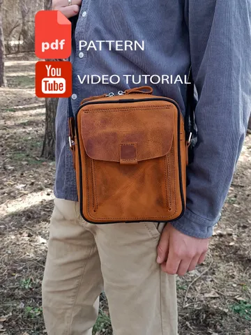 PDF Men's crossbody bag pattern - Download PDF & video TUTORIAL. Classic men's leather bag - pattern. $6.50