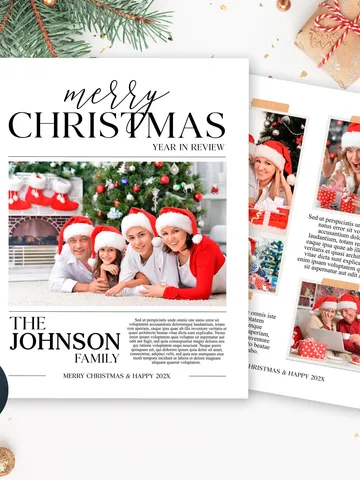 Christmas Newsletter Template, Editable Year In Review Template $8.99