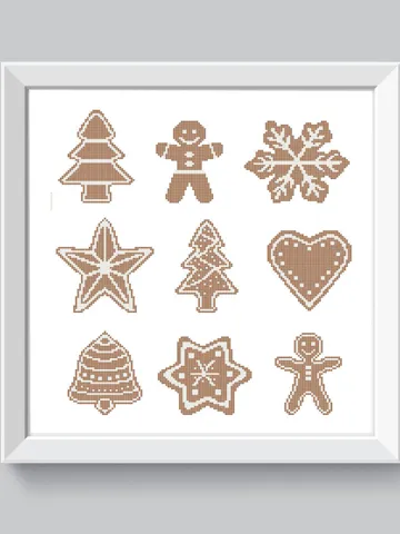 Small Christmas ornaments cross stitch pattern Simple Christmas cross stitch sampler modern Gingerbread cookies cross stitch counted easy $3.60