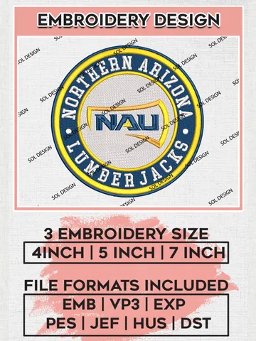 NCAA Northern Arizona Lumberjacks Round Logo Embroidery, NCAA NAU Lumberjacks Logo Embroidery files, NCAA Teams, Machine embroidery designs, Digital Download $6.99