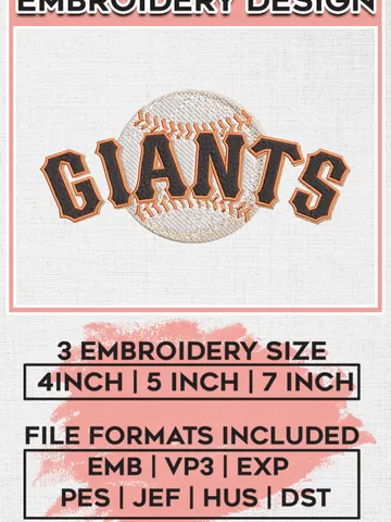 MLB Giants Team Logo Embroidery Design, MLB San Francisco Giants Embroidery files, Baseball Team, San Francisco Giants Design, Digital Download $6.99