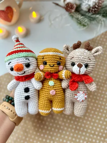 Crochet pattern DEER, GINGERBREAD and SNOWMAN Christmas - Amigurumi patterns toy - Pdf English tutorial - New year ornaments $19.66