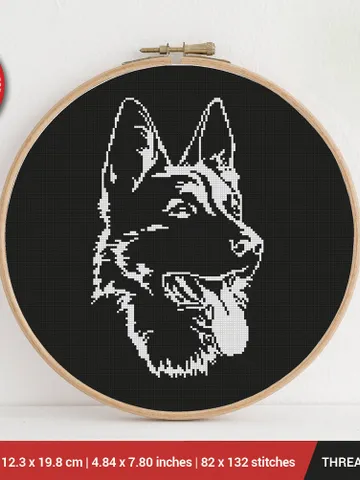 Dog shepherd Black White Cross stitch pattern | Embroidery Pattern | Instant Download | Embroidery Designs $4.74