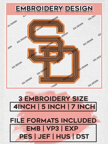 San Diego Padres Wordmark Logo Embroidery Files, MLB San Diego Padres Team Embroidery Designs, MLB Teams, 3 sizes, MLB Machine embroidery designs, Digital Download