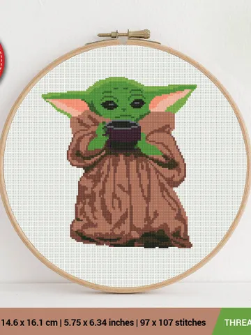Yoda Cross stitch pattern | Embroidery Pattern | Instant Download | Embroidery Designs $6.80