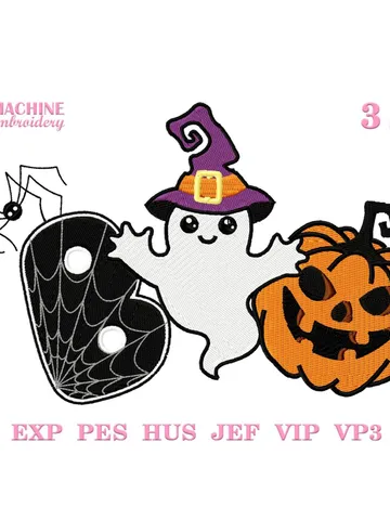 Boo embroidery file machine embroidery pattern 3 size Halloween embroidery design, Halloween pumpkin pattern, Kawaii boo ghost download #R38 $3.90