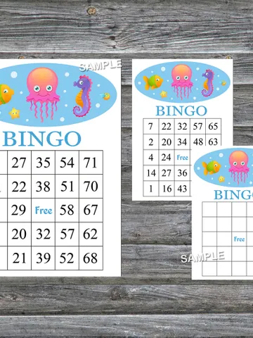 Jellyfish bingo cards,Jellyfish bingo game,Under the sea printable bingo cards,60 Bingo Cards,INSTANT DOWNLOAD--330 $3.95