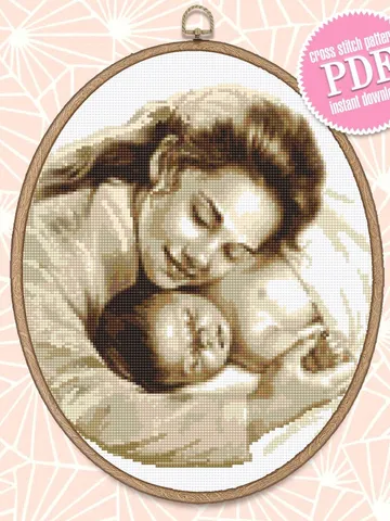 Mother and Baby cross stitch pattern PDF Mother's love cross stitch chart, Modern cross stitch Instant download PDF, Baby room decor #O7 $4.40