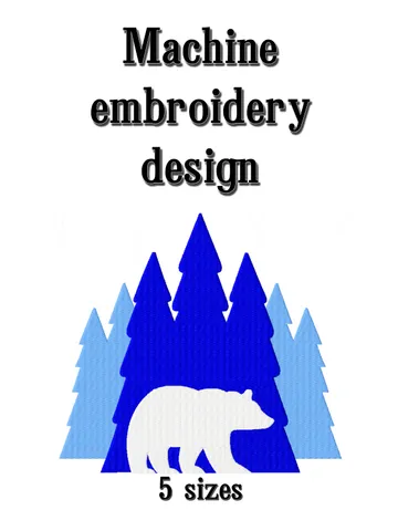 Bear embroidery machine design. Forest landscape embroidery files. Embroidery downloads. $3.00