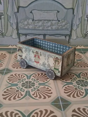 Doll trolley. Dollhouse miniature. 1:12. Handmade. Trolley on wheels $32.00