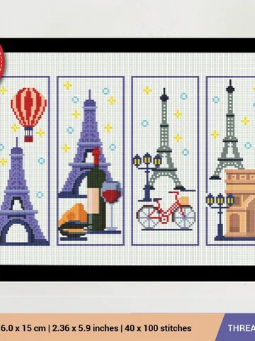 Paris 4 Bookmarks Set Cross stitch pattern | Embroidery Pattern | Instant Download | Embroidery Designs $8.60