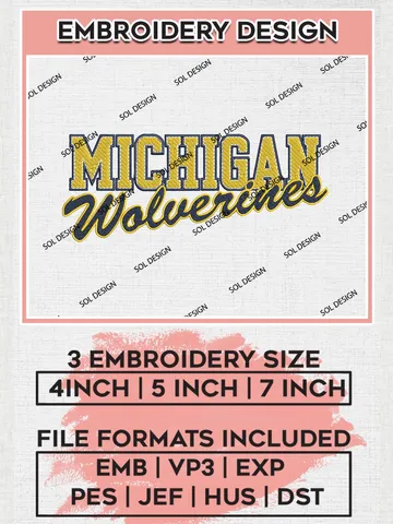 NCAA Michigan Wolverines Team Writing Logo Machine Embroidery Design, NCAA Michigan Wolverines Team Design Design files, NCAA Team Embroidery Designs, NCAA Machine Embroidery Designs, Digital Download $6.99