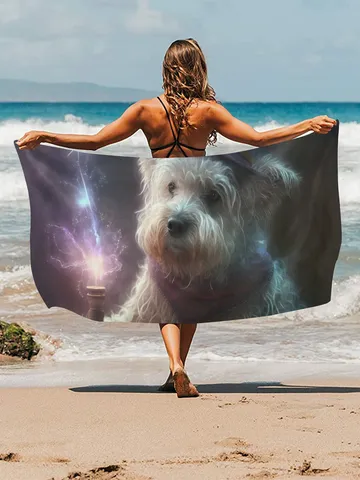 Wizard Dog Doing Magic Beach Towel $45.00