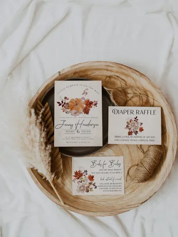 Rustic Autumn Baby Shower Invitation Suite; Autumn Boho Flowers Baby shower; Little Pumpkin baby shower; editable Fall Baby shower kit $15.97