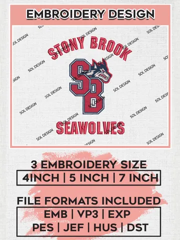 Stony Brook Seawolves embroidery designs, NCAA Stony Brook Seawolves Team Embroidery, NCAA Teams, 3 sizes, Machine embroidery designs, Digital Download $6.99