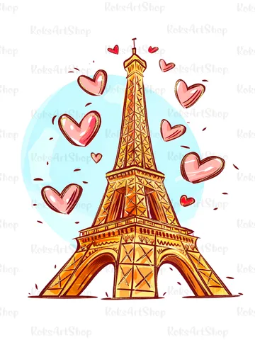 Eiffel Tower Transparent PNG clipart for Valentines Day illustration Paris summer 2024 $1.00