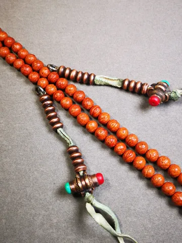 Gandhanra 9mm Tibetan Buddhist Prayer Bead Counters for 10-20mm Mala,with Agate Pendant,Made of Red Copper $39.99