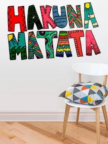 Hakuna Matata Wall Decal – Colorful African Vinyl Sticker, Inspirational Quote Decor for Kids Room, Nursery, Playroom or Classroom col656 $27.99