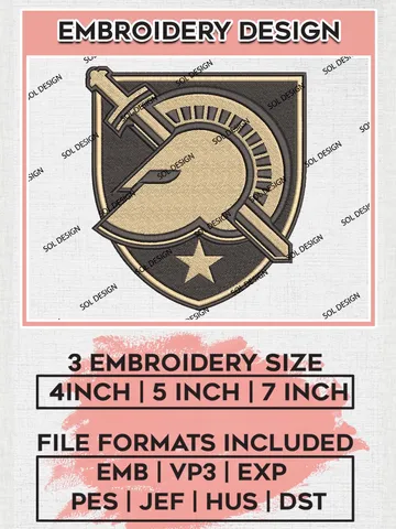 Army Black Knights Logo Machine Embroidery Design, NCAA Army Black Knights Embroidery Design Design files, NCAA Embroidery Designs, NCAA Machine Embroidery Designs, Digital Download $6.99