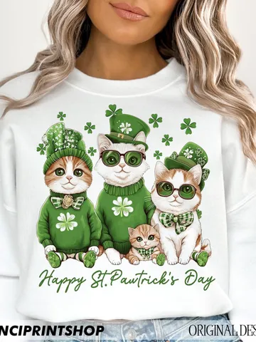 Happy St Pawtrick's Day png, St Pawtrick's Cats png, Funny St Patrick's png, St Patrick's Day png, Irish Shamrock png, Cat lover png,cat png $7.00