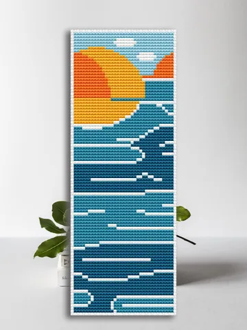 Cross stitch bookmark pattern Sunset